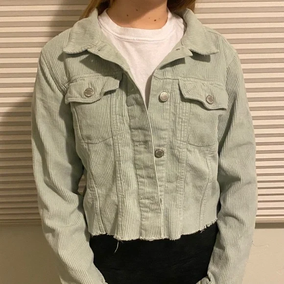 Jackets Coats Cropped Sage Green Jean Jacket Poshmark